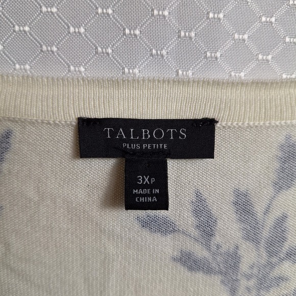 TALBOTS Plus Petite Knit Cardigan Sz 3XP Flower Garden Butterfly Preppy Mature - Picture 3 of 6
